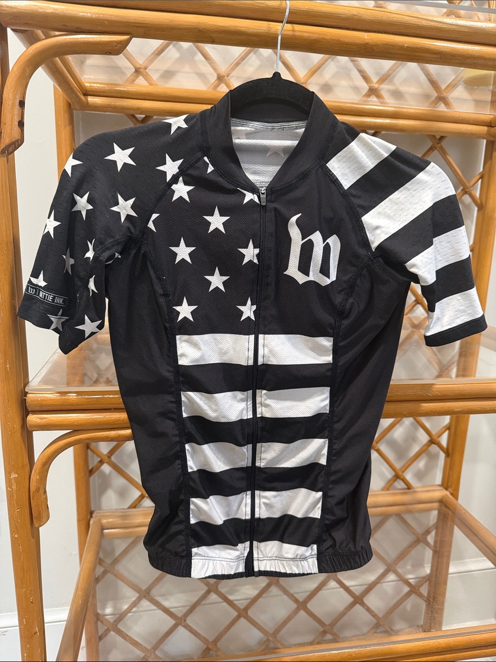 Wattie Ink Monochrome Stars & Strips Cycling Triathlon Top + Bottom Set